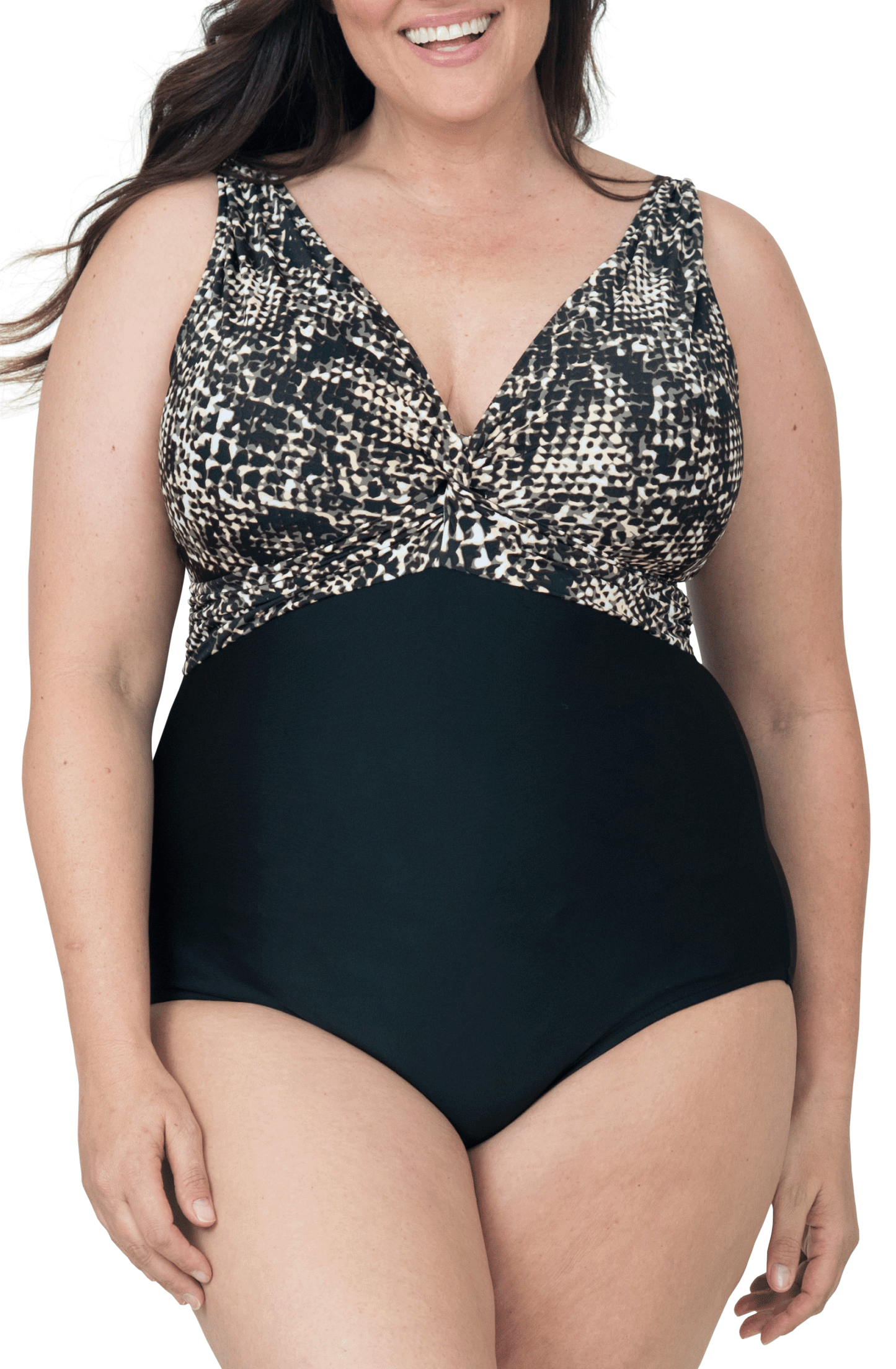 Caribbean Sand Women's Plus Size Fashion Twist Knot 1 Piece Swimsuit