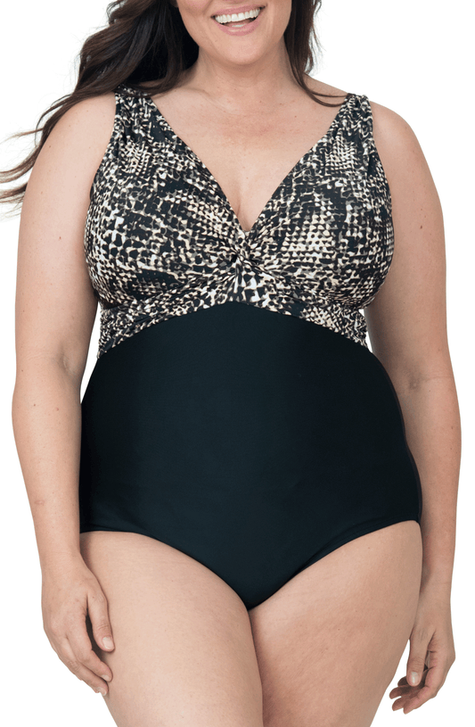 Caribbean Sand Women's Plus Size Fashion Twist Knot 1 Piece Swimsuit