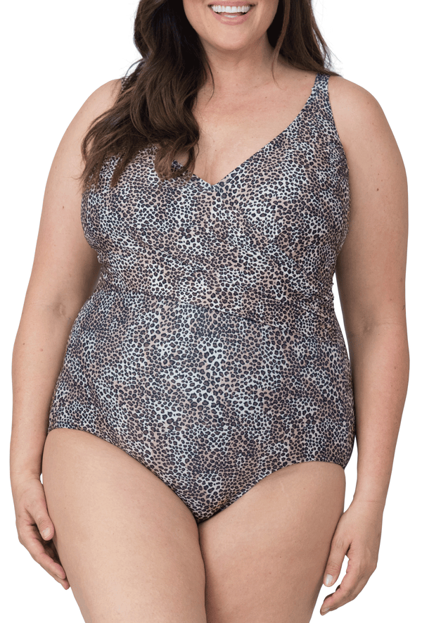 Twist Front One Piece Bathing Suit Modest Plus Size Swimsuit for Women with Tummy Control