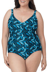 Front One Piece Bathing Suit Modest Plus Size Swimsuit for Women with Tummy Control