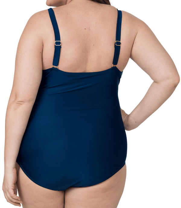 Twist Front One Piece Bathing Suit Modest Plus Size Swimsuit for Women with Tummy Control