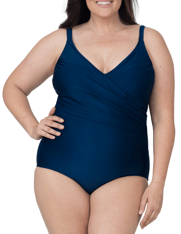 Twist Front One Piece Bathing Suit Modest Plus Size Swimsuit for Women with Tummy Control