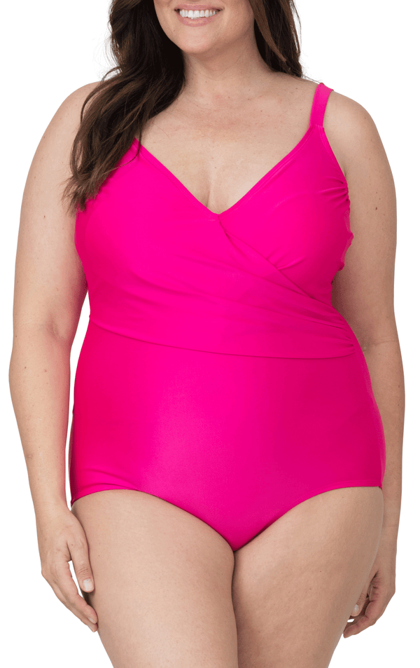 Caribbean Sand Twist Front One Piece Bathing Suit Modest Plus Size Swimsuit for Women with Tummy Control
