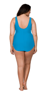 Caribbean Sand Women's Plus Size High Fashion 1 Piece Color Block Swimsuit