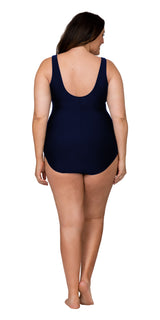 Caribbean Sand Women's Plus Size High Fashion 1 Piece Color Block Swimsuit