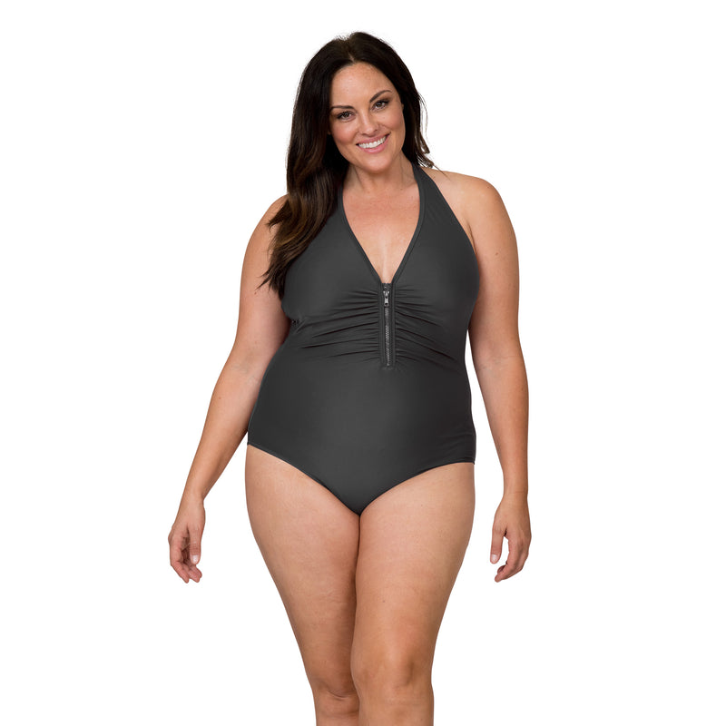 Sun & Sea Women's Plus Size Halter Style 1 Piece Swimsuit