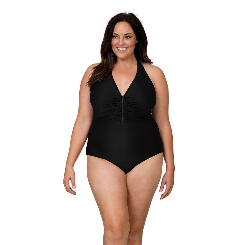 Sun & Sea Women's Plus Size Halter Style 1 Piece Swimsuit