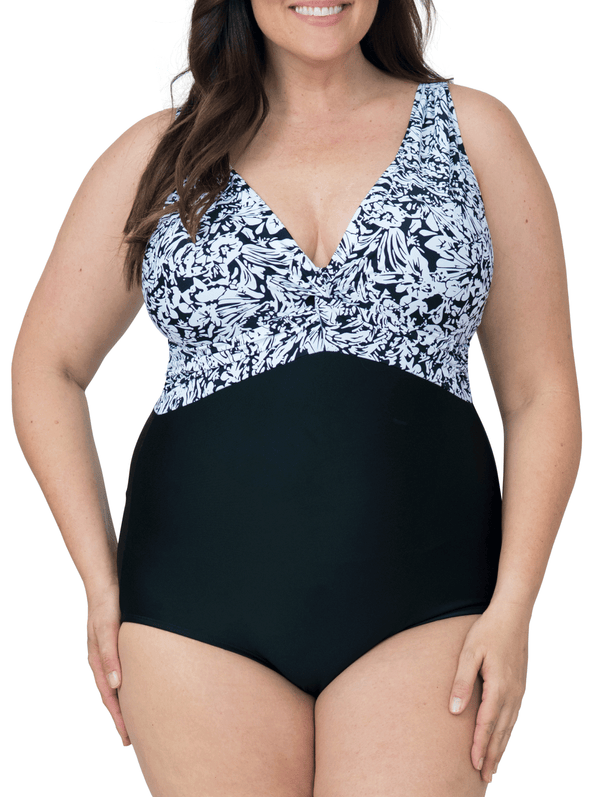 Caribbean Sand Women's Plus Size Fashion Twist Knot 1 Piece Swimsuit